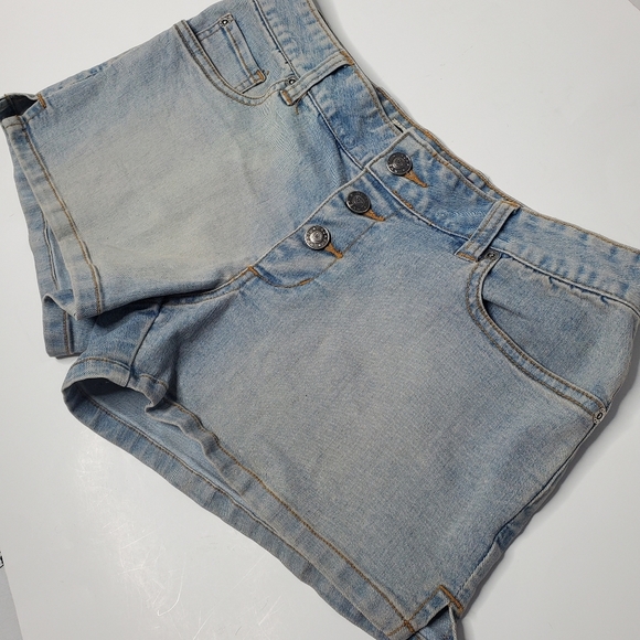 Roxy Jean Shorts with Rainbow Embroidery Button Fly 7 - Picture 1 of 6